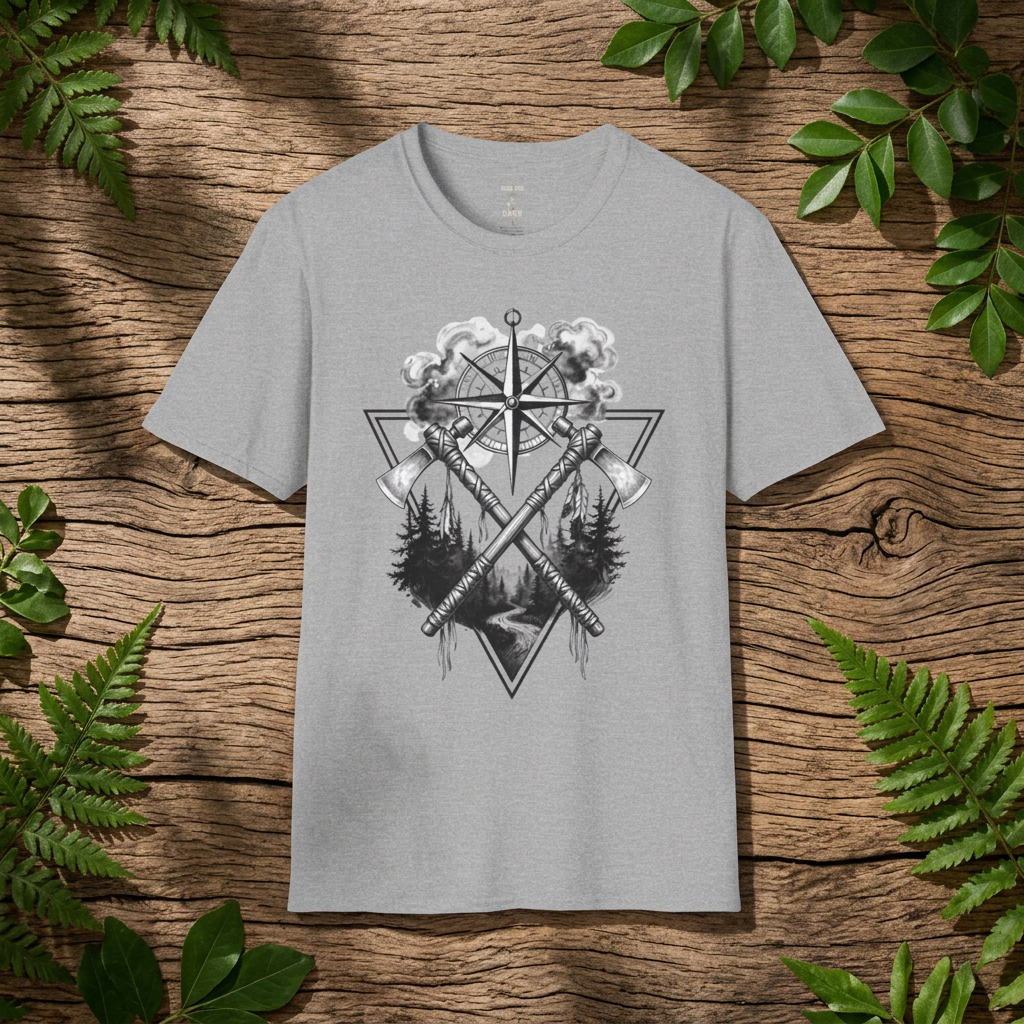 Compass & Axes Wilderness T-Shirt — Adventure Camping Forest Graphic