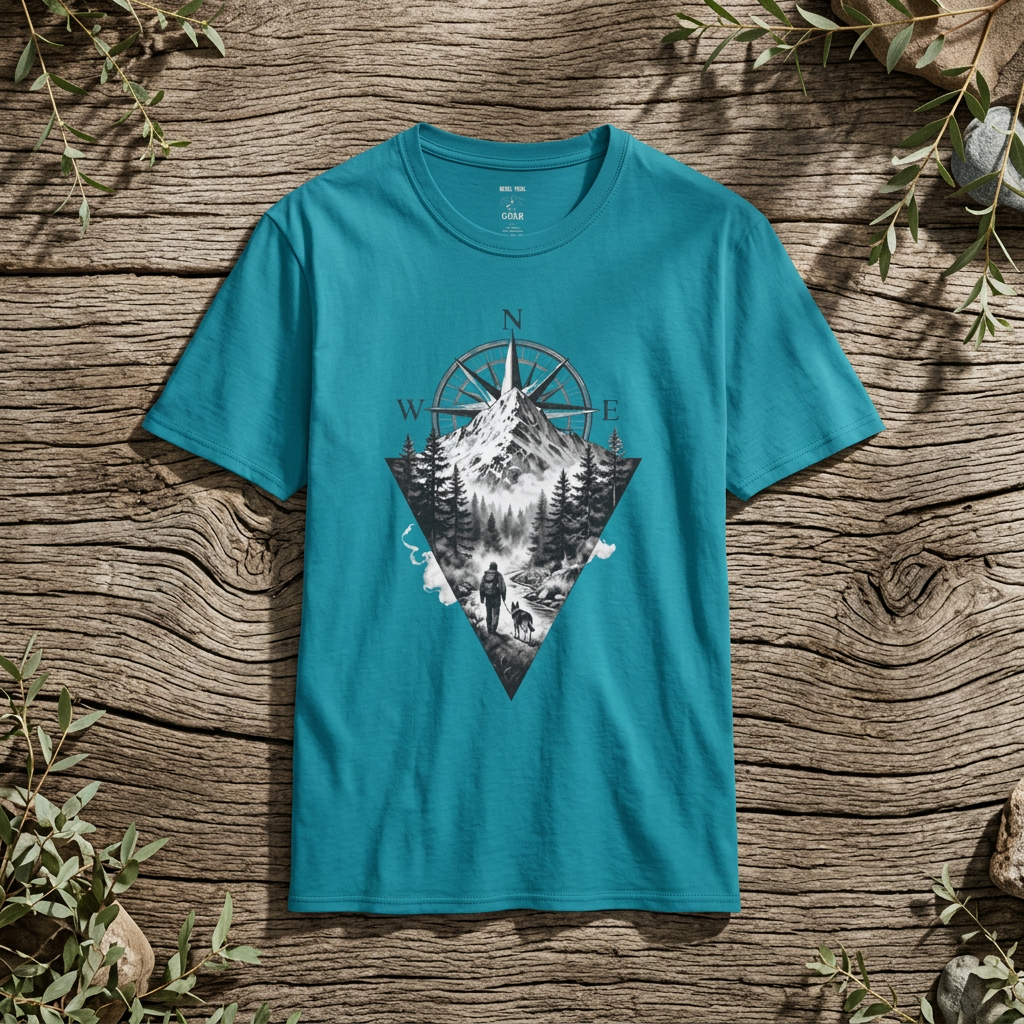 Mountain Compass T‑Shirt — Vintage Wilderness Adventure Tee