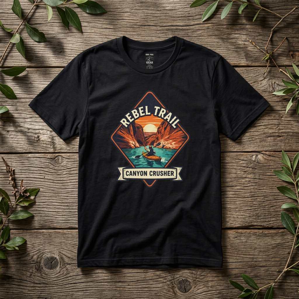 Rebel Trail Canyon Crusher T‑Shirt — Retro Desert Adventure Graphic Tee