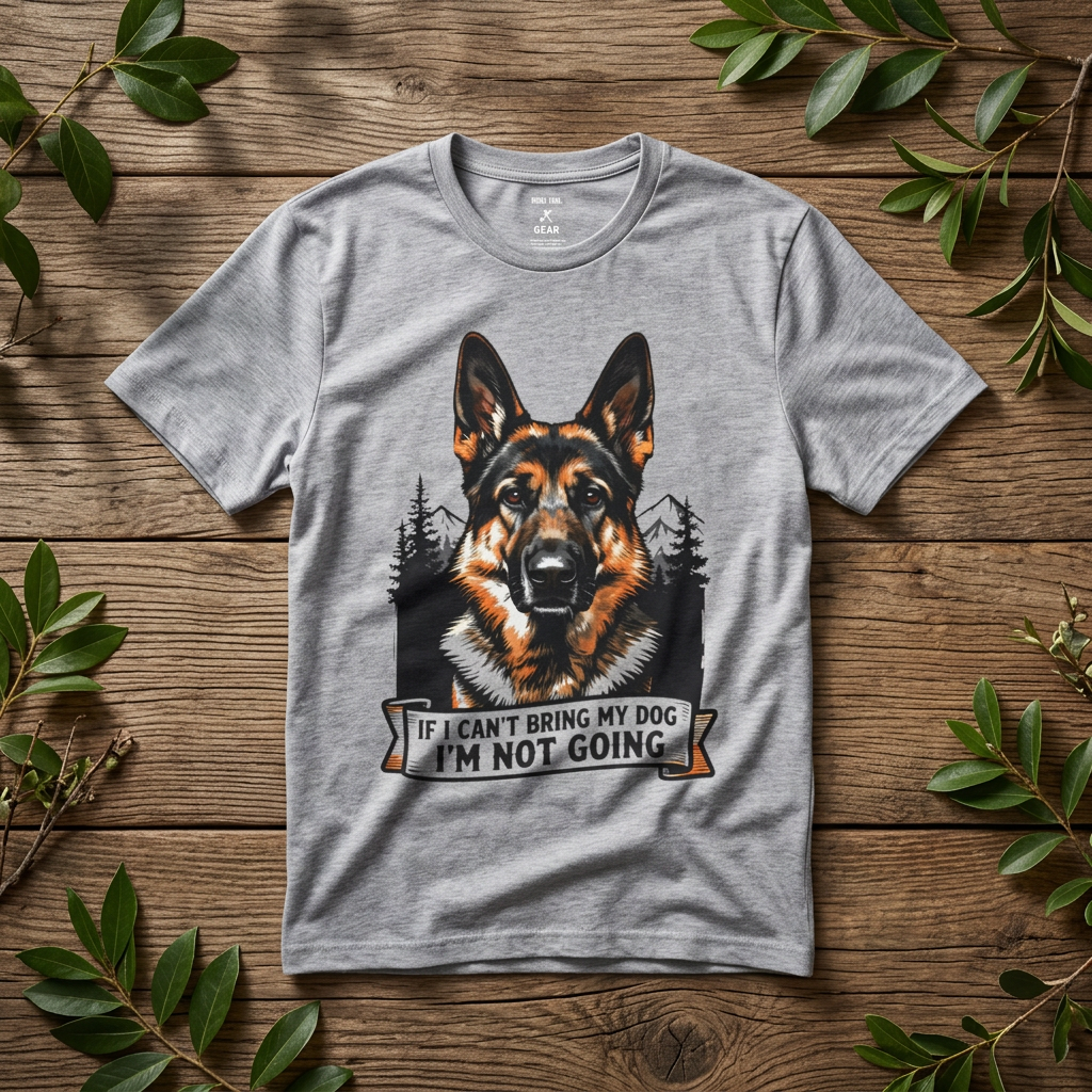 German Shepherd T-Shirt — “If I Can't Bring My Dog I'm Not Going” Dog Lover Tee