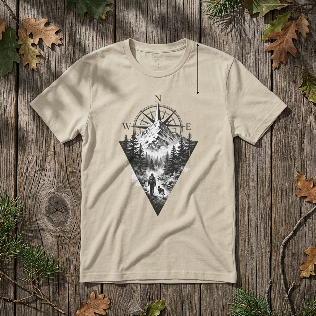 Mountain Compass T‑Shirt — Vintage Wilderness Adventure Tee