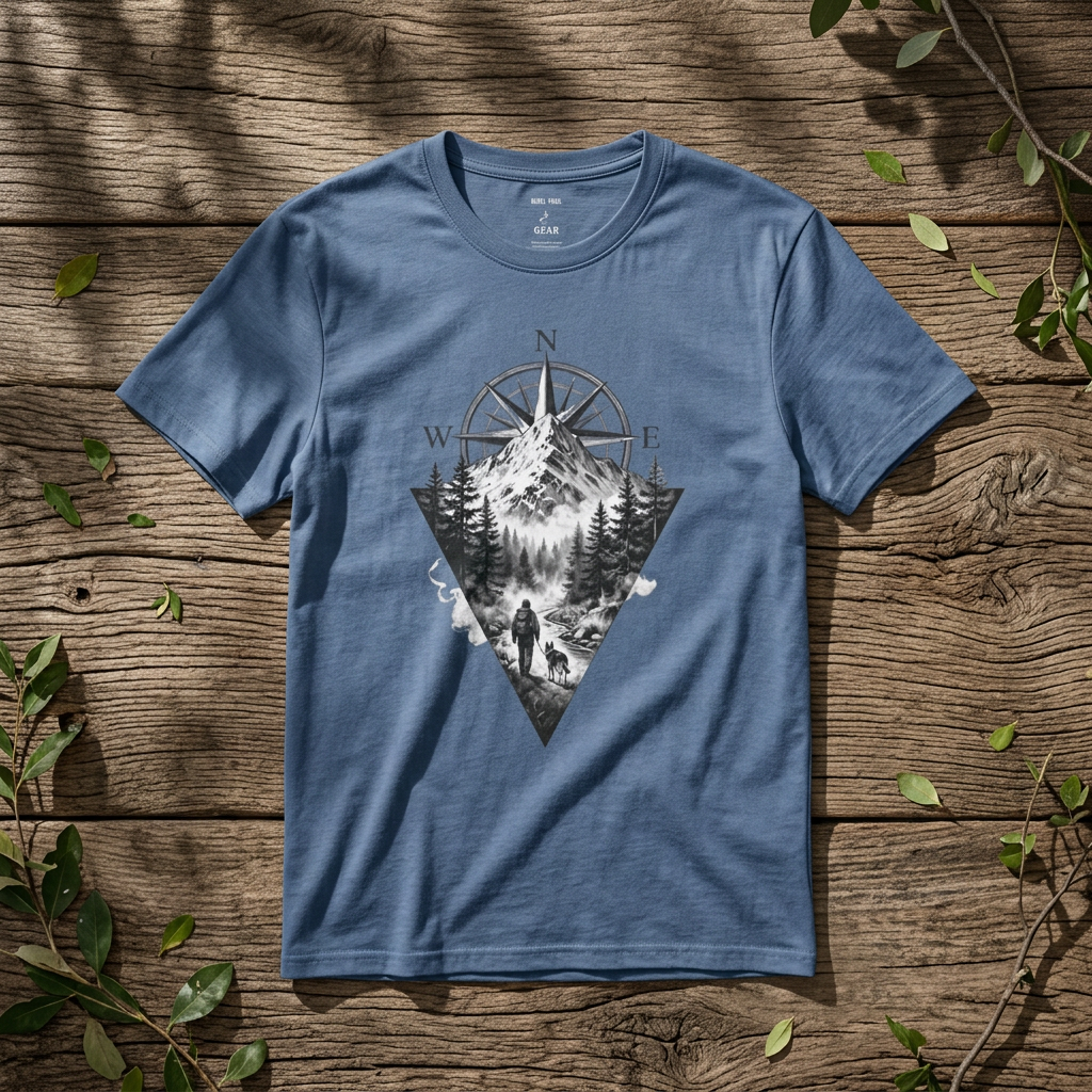 Mountain Compass T‑Shirt — Vintage Wilderness Adventure Tee