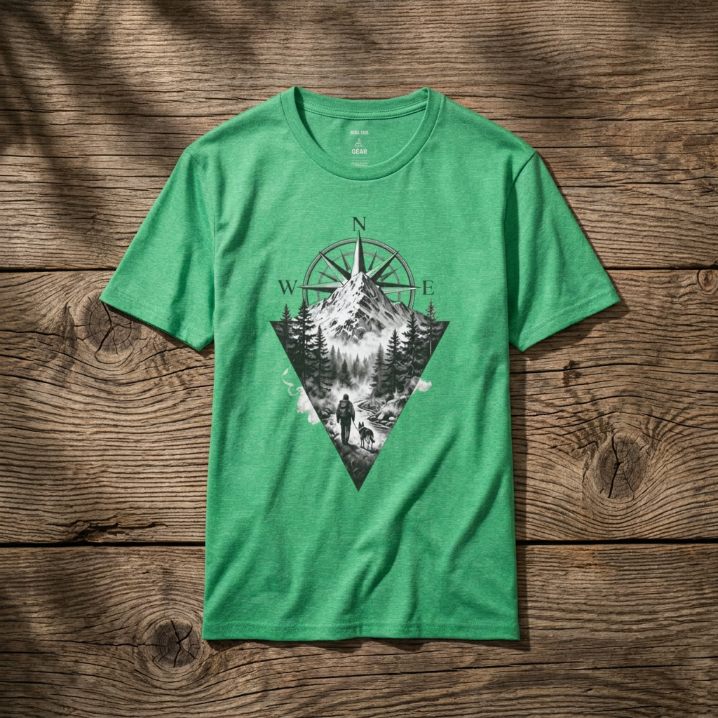 Mountain Compass T‑Shirt — Vintage Wilderness Adventure Tee