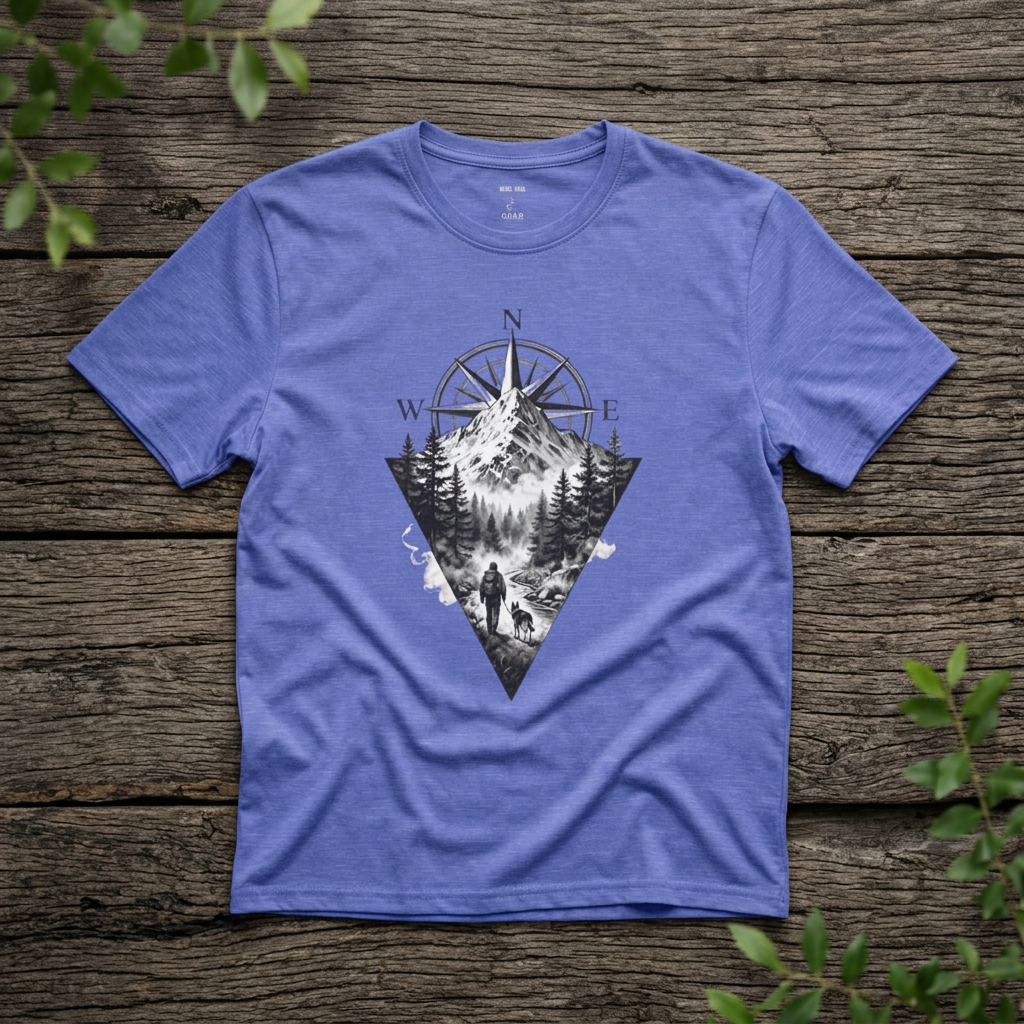 Mountain Compass T‑Shirt — Vintage Wilderness Adventure Tee