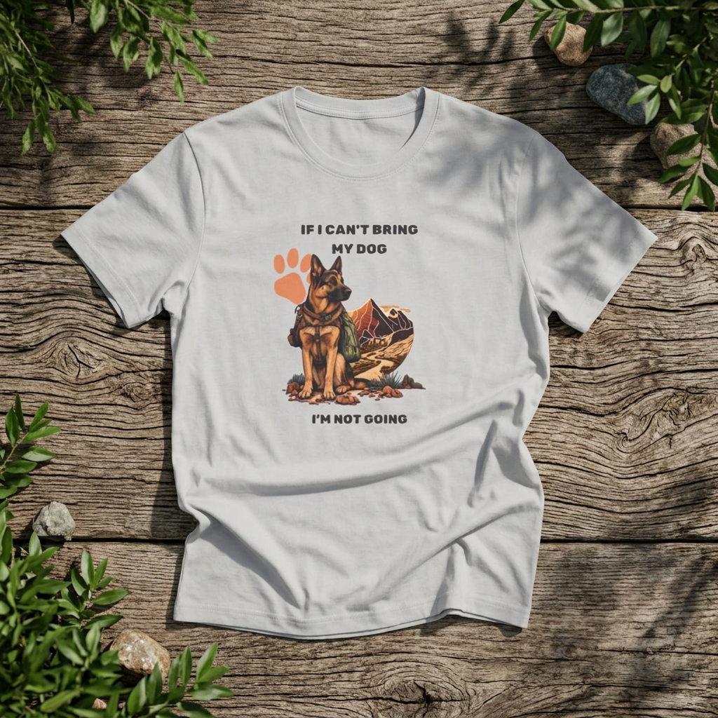 If I Can't Bring My Dog I'm Not Going — German Shepherd Hiking Shirt - Rebel Trail Gear T-Shirt