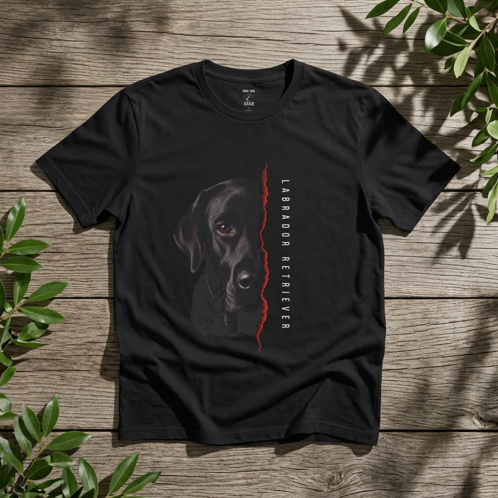 Black Lab Shirt — Dramatic Labrador Portrait Tee for Lab Owners - Rebel Trail Gear T-Shirt