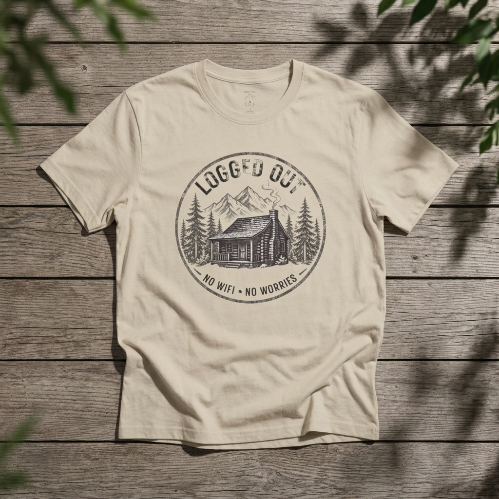 Logged Out Shirt — No Wifi No Worries, Funny Cabin Camping Tee - Rebel Trail Gear T-Shirt