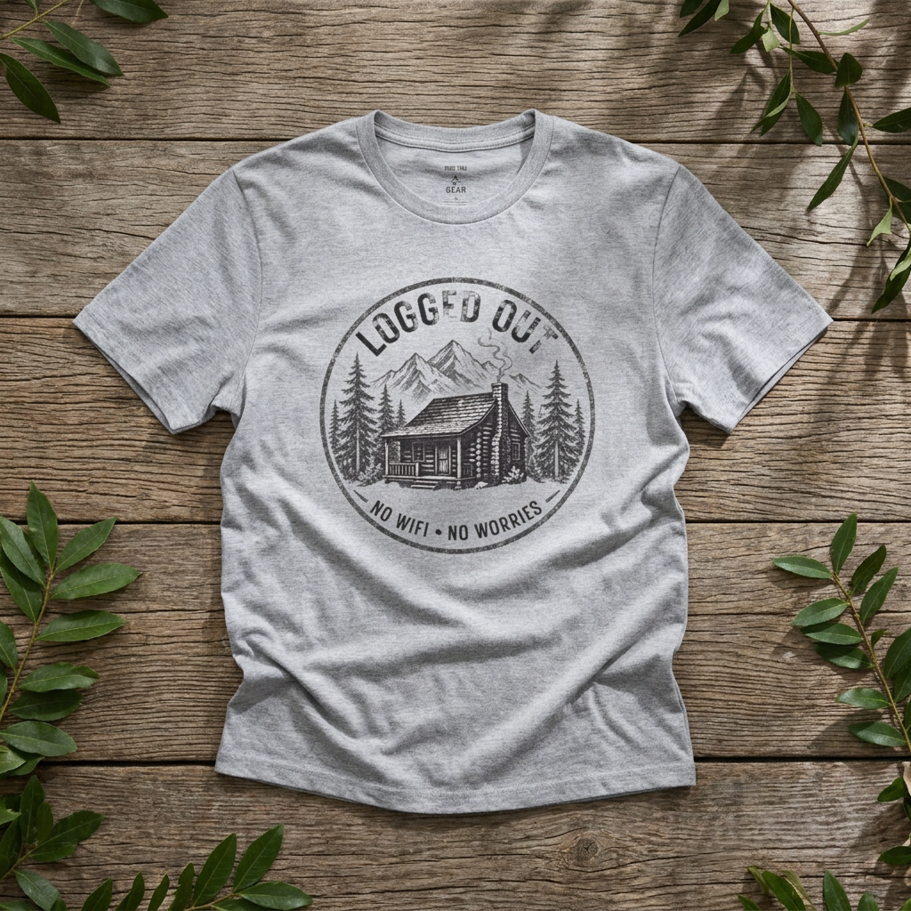 Logged Out Shirt — No Wifi No Worries, Funny Cabin Camping Tee - Rebel Trail Gear T-Shirt