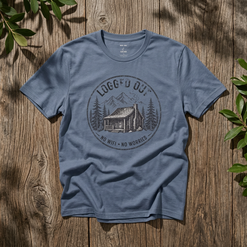Logged Out Shirt — No Wifi No Worries, Funny Cabin Camping Tee - Rebel Trail Gear T-Shirt