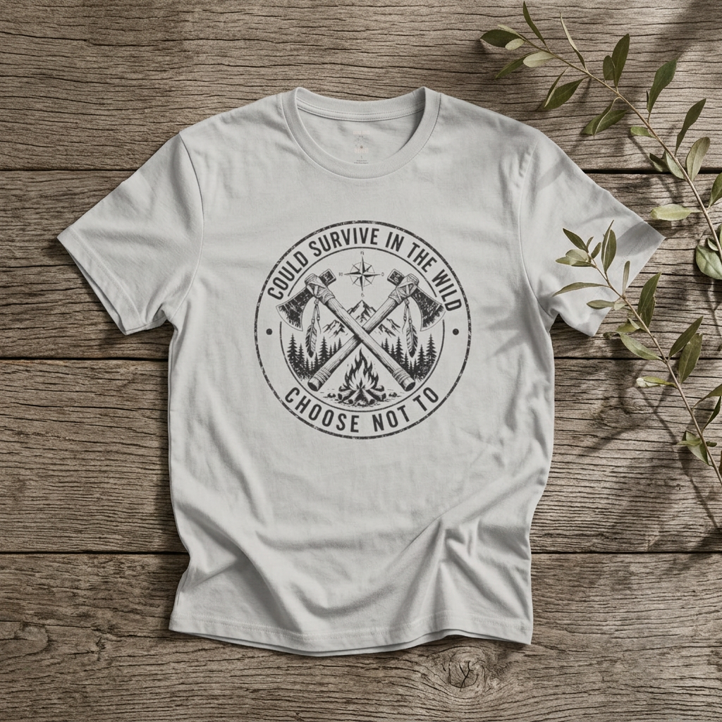 Could Survive in the Wild Choose Not To — Funny Bushcraft Camping Shirt - Rebel Trail Gear T-Shirt