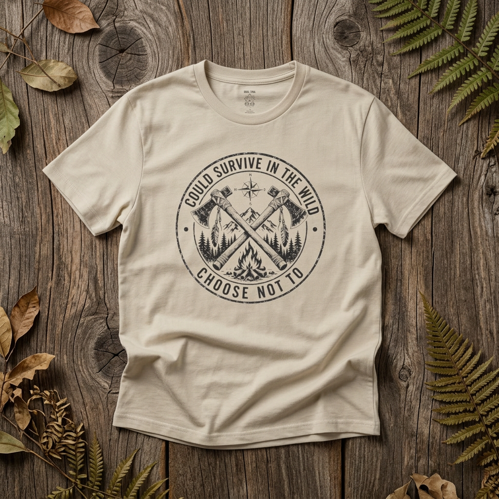 Could Survive in the Wild Choose Not To — Funny Bushcraft Camping Shirt - Rebel Trail Gear T-Shirt
