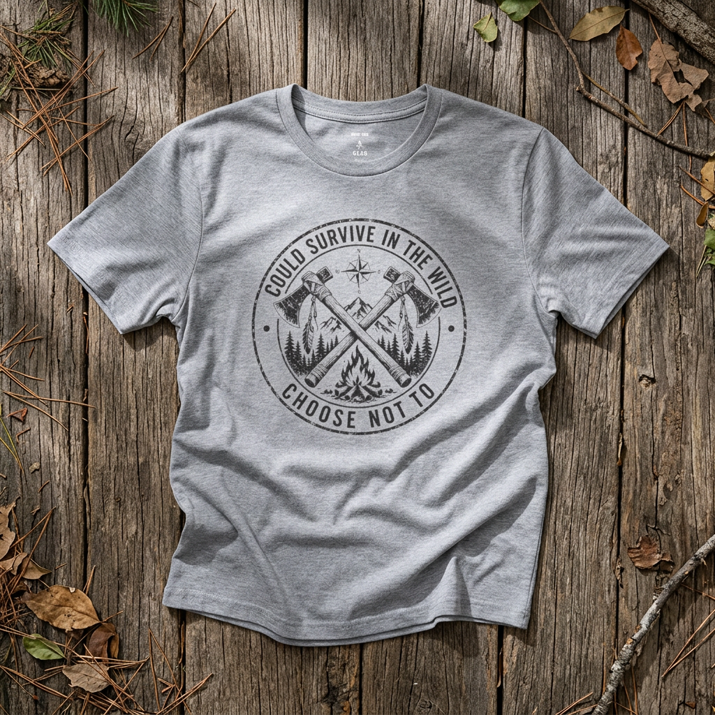 Could Survive in the Wild Choose Not To — Funny Bushcraft Camping Shirt - Rebel Trail Gear T-Shirt