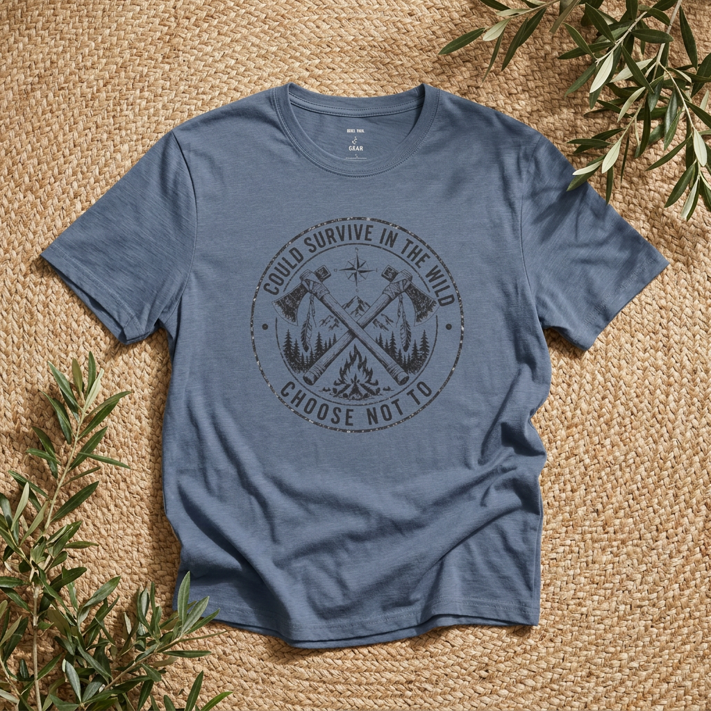 Could Survive in the Wild Choose Not To — Funny Bushcraft Camping Shirt - Rebel Trail Gear T-Shirt