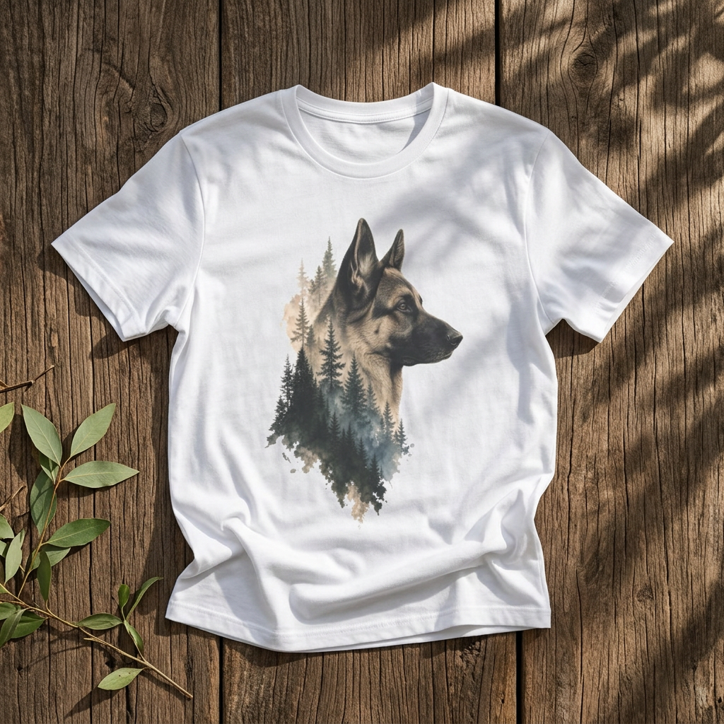 German Shepherd Forest Silhouette - Rebel Trail Gear T-Shirt