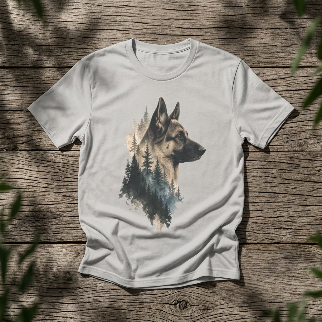 German Shepherd Forest Silhouette - Rebel Trail Gear T-Shirt
