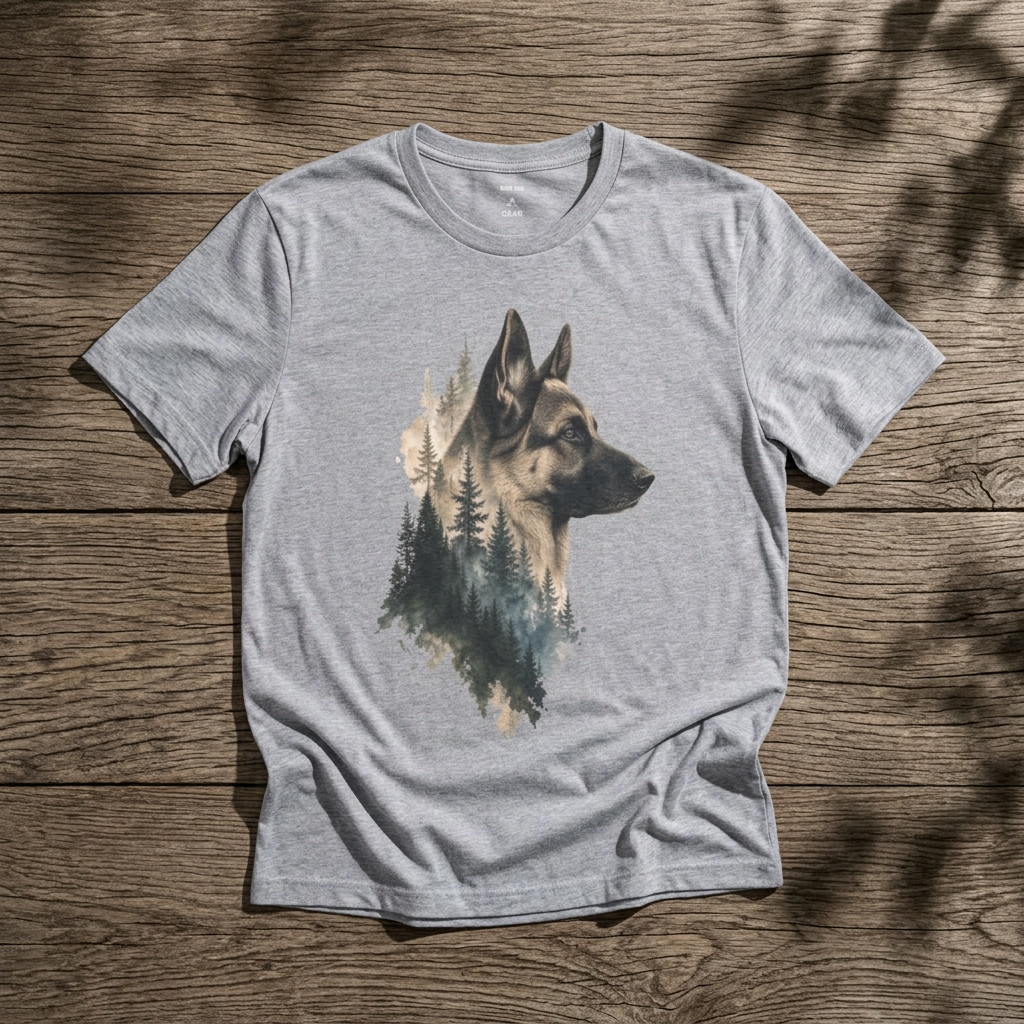 German Shepherd Forest Silhouette - Rebel Trail Gear T-Shirt