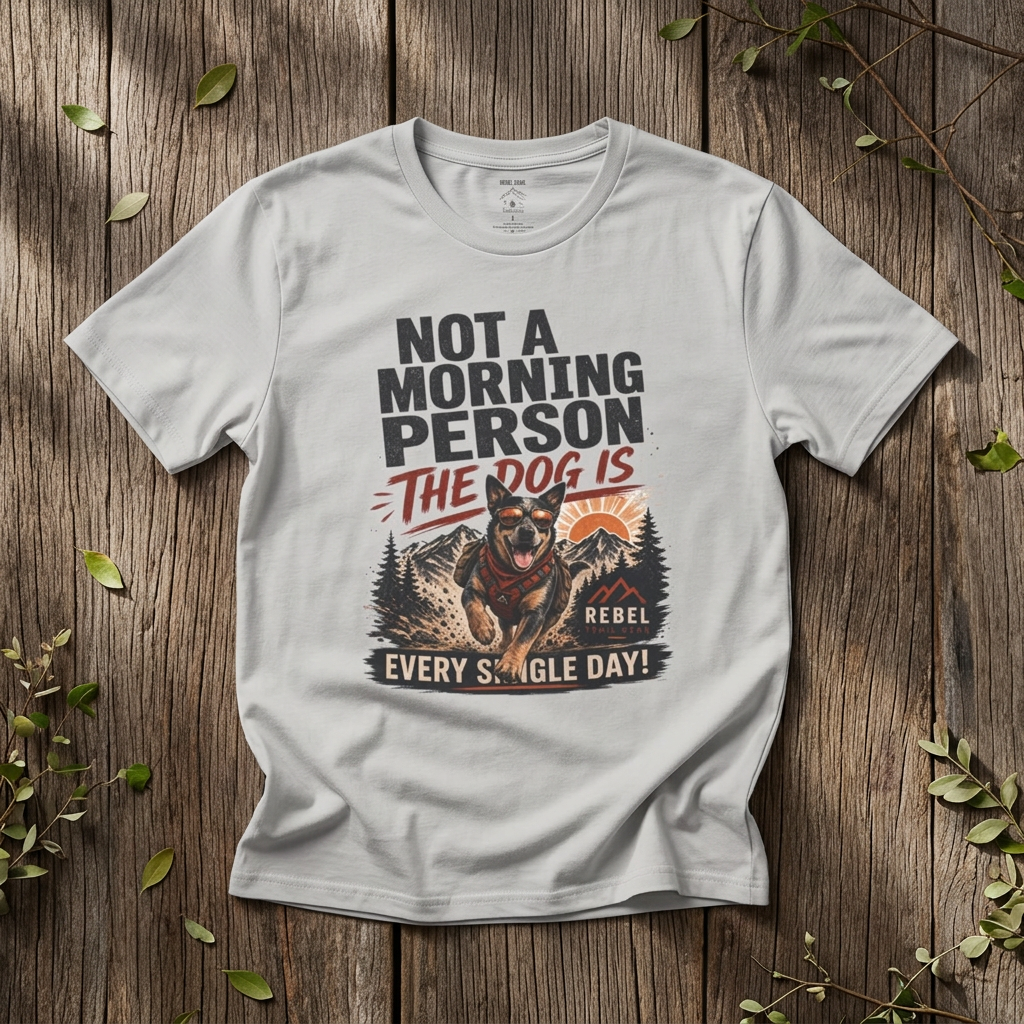 "Not a Morning Person The Dog Is"— Rebel Trail Gear T-Shirt