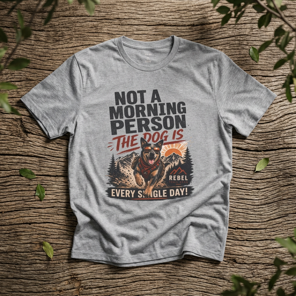 "Not a Morning Person The Dog Is"— Rebel Trail Gear T-Shirt