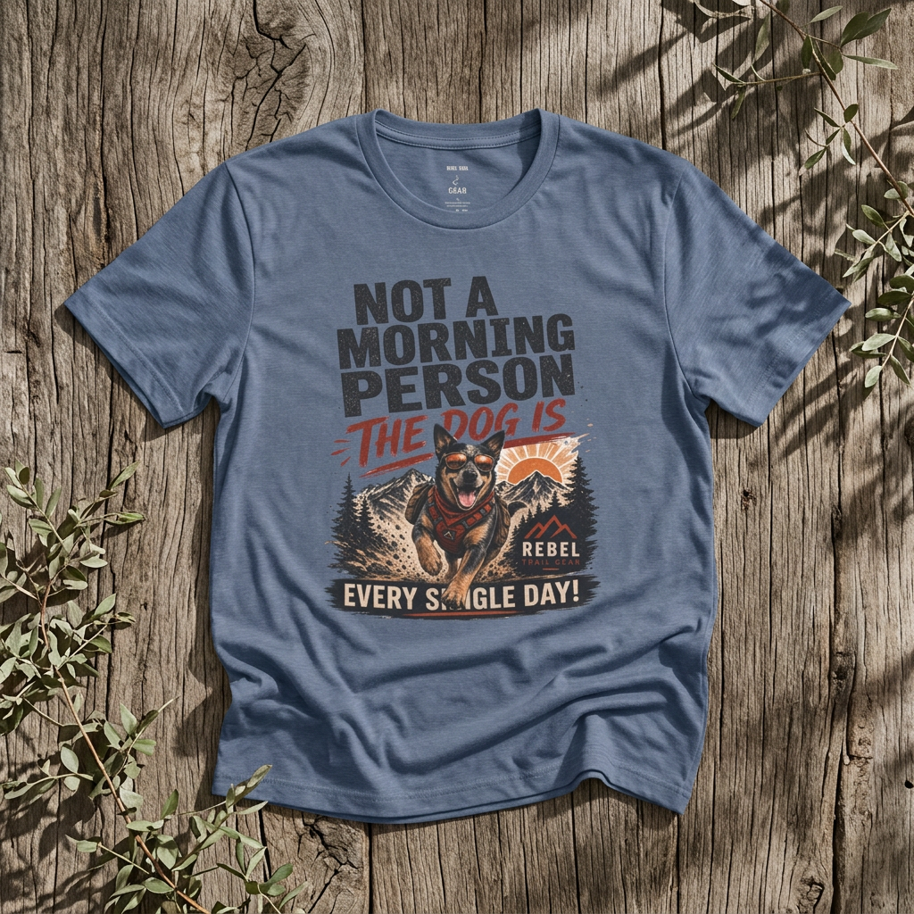 "Not a Morning Person The Dog Is"— Rebel Trail Gear T-Shirt