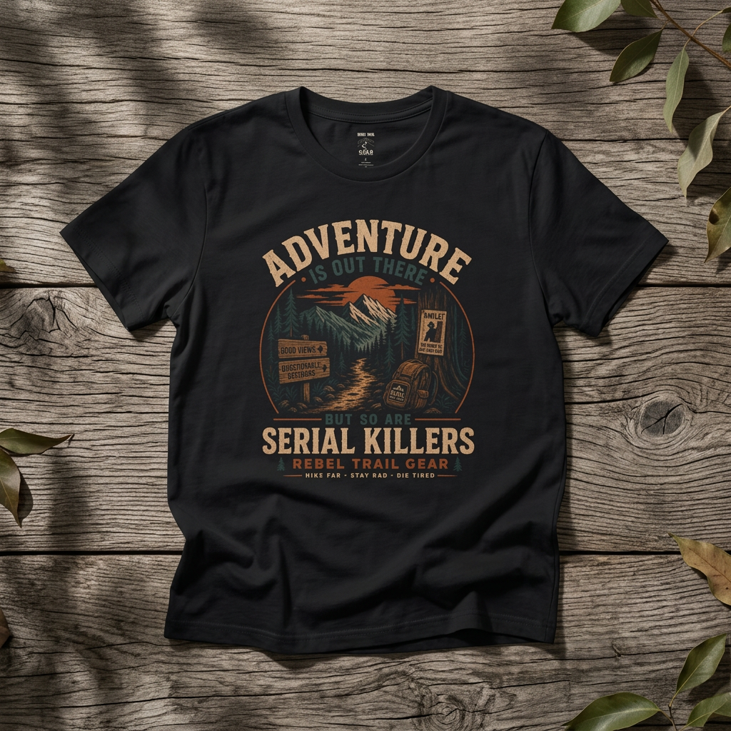 Adventure Is Out There But So Are Serial Killers - Funny Camping Halloween Shirt