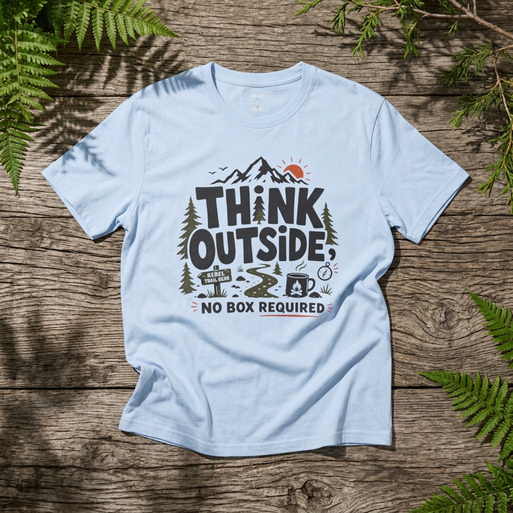 "Think Outside, No Box Required" - Rebel Trail Gear T-Shirt