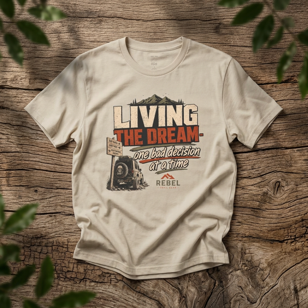 "Living the Dream: One Bad Decision at a Time" - Rebel Trail Gear T-Shirt