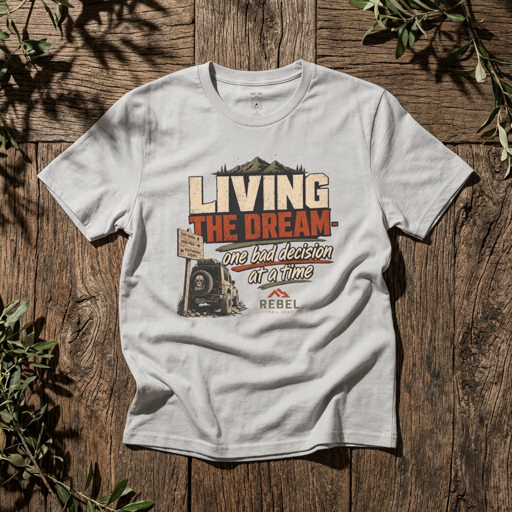 "Living the Dream: One Bad Decision at a Time" - Rebel Trail Gear T-Shirt