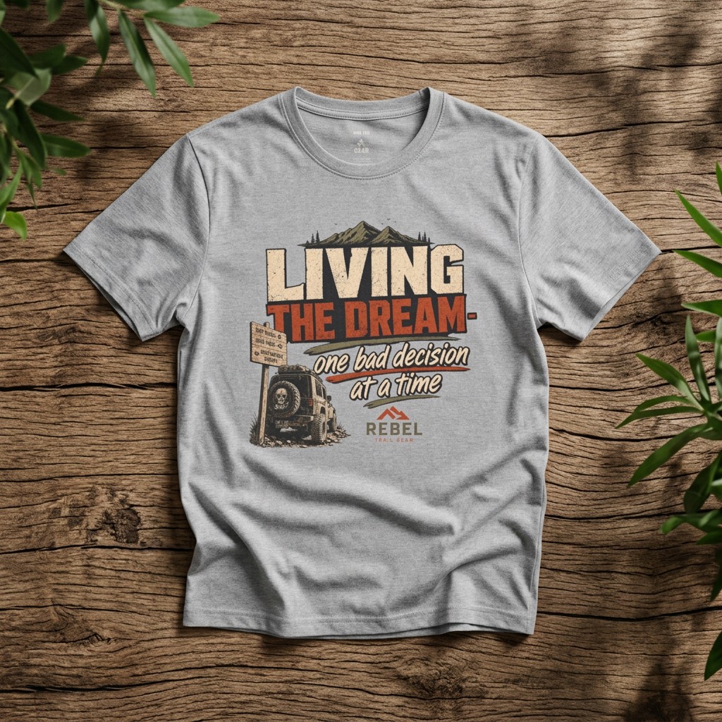 "Living the Dream: One Bad Decision at a Time" - Rebel Trail Gear T-Shirt