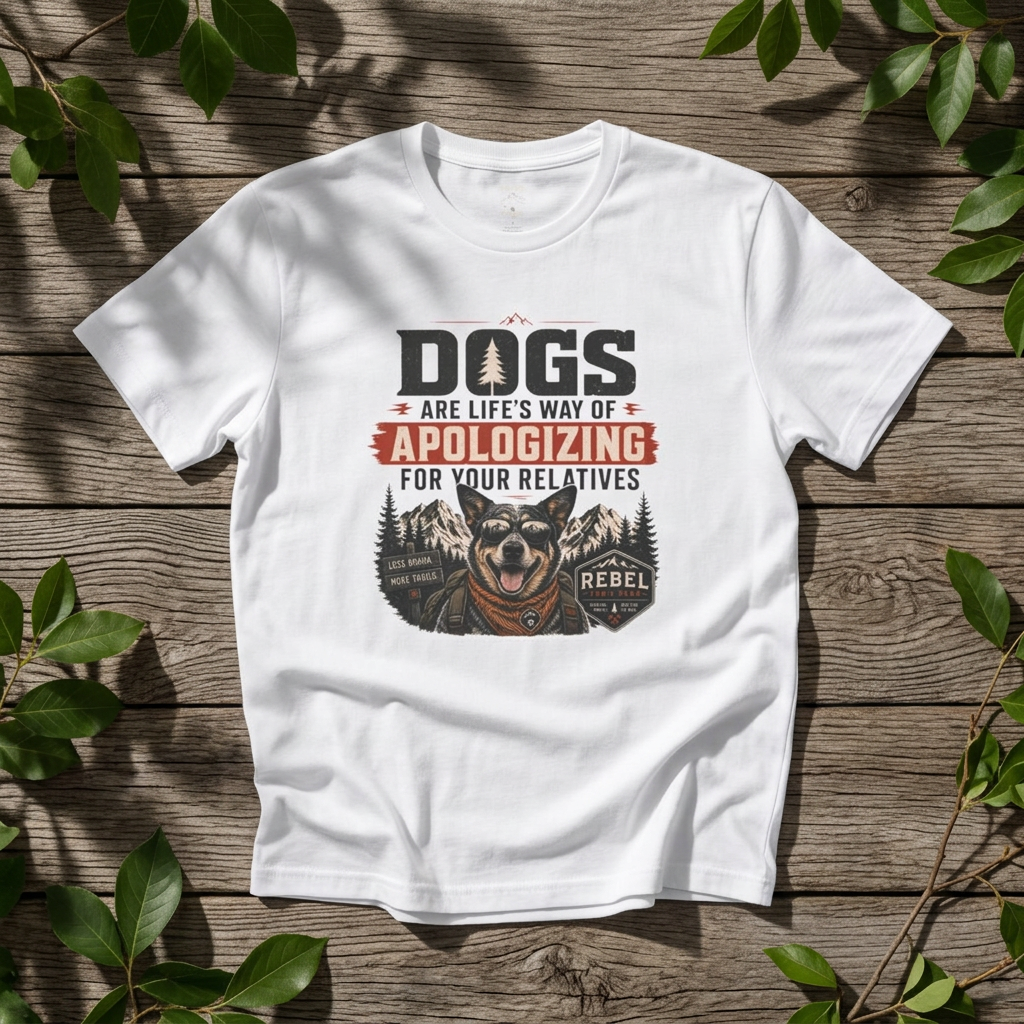 “Dogs Are Life’s Way of Apologizing for Your Relatives” - Rebel Trail Gear T-Shirt