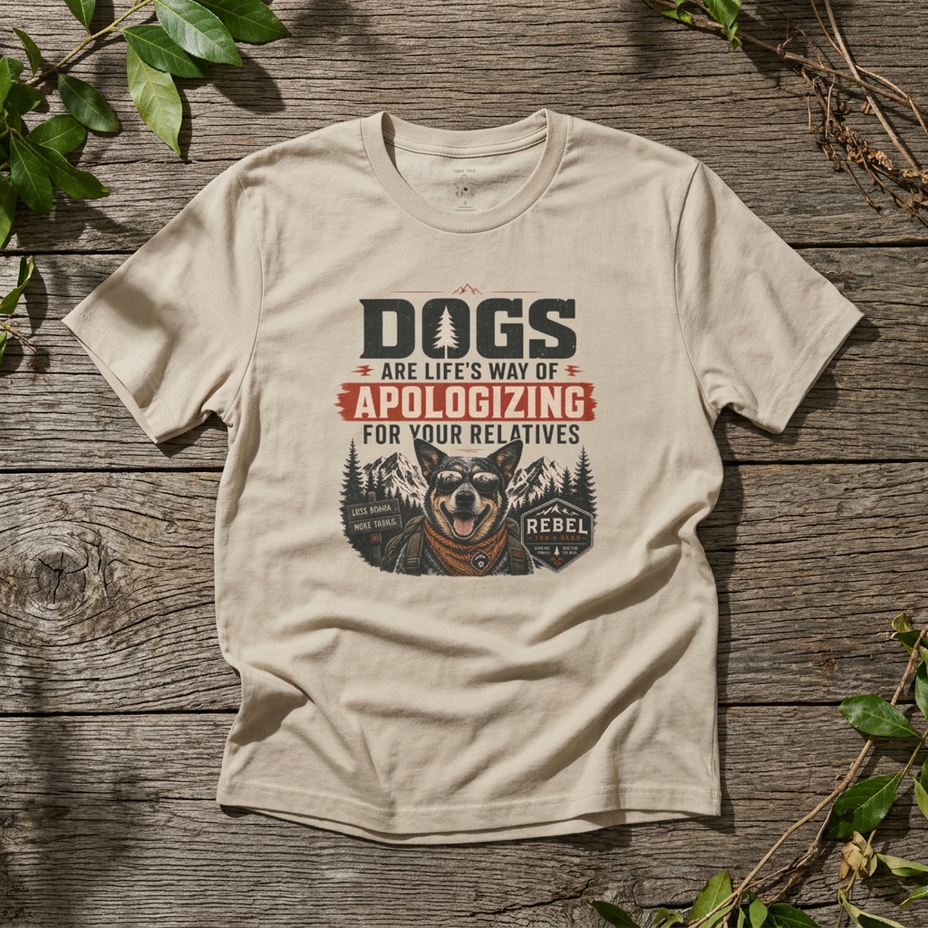 “Dogs Are Life’s Way of Apologizing for Your Relatives” - Rebel Trail Gear T-Shirt