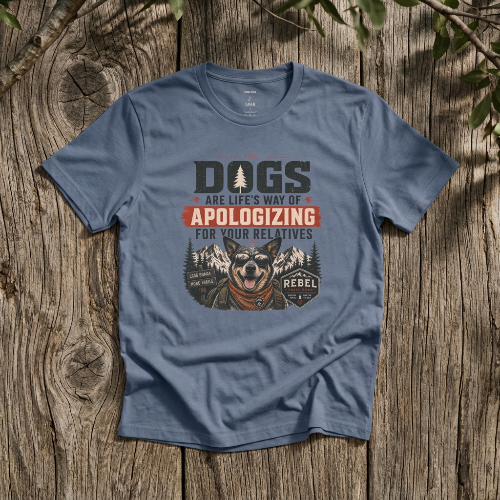 “Dogs Are Life’s Way of Apologizing for Your Relatives” - Rebel Trail Gear T-Shirt