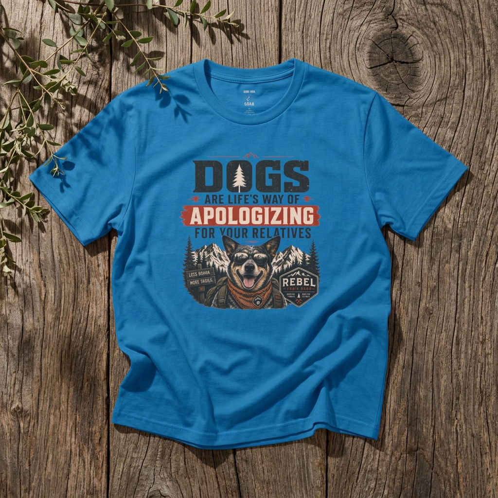 “Dogs Are Life’s Way of Apologizing for Your Relatives” - Rebel Trail Gear T-Shirt