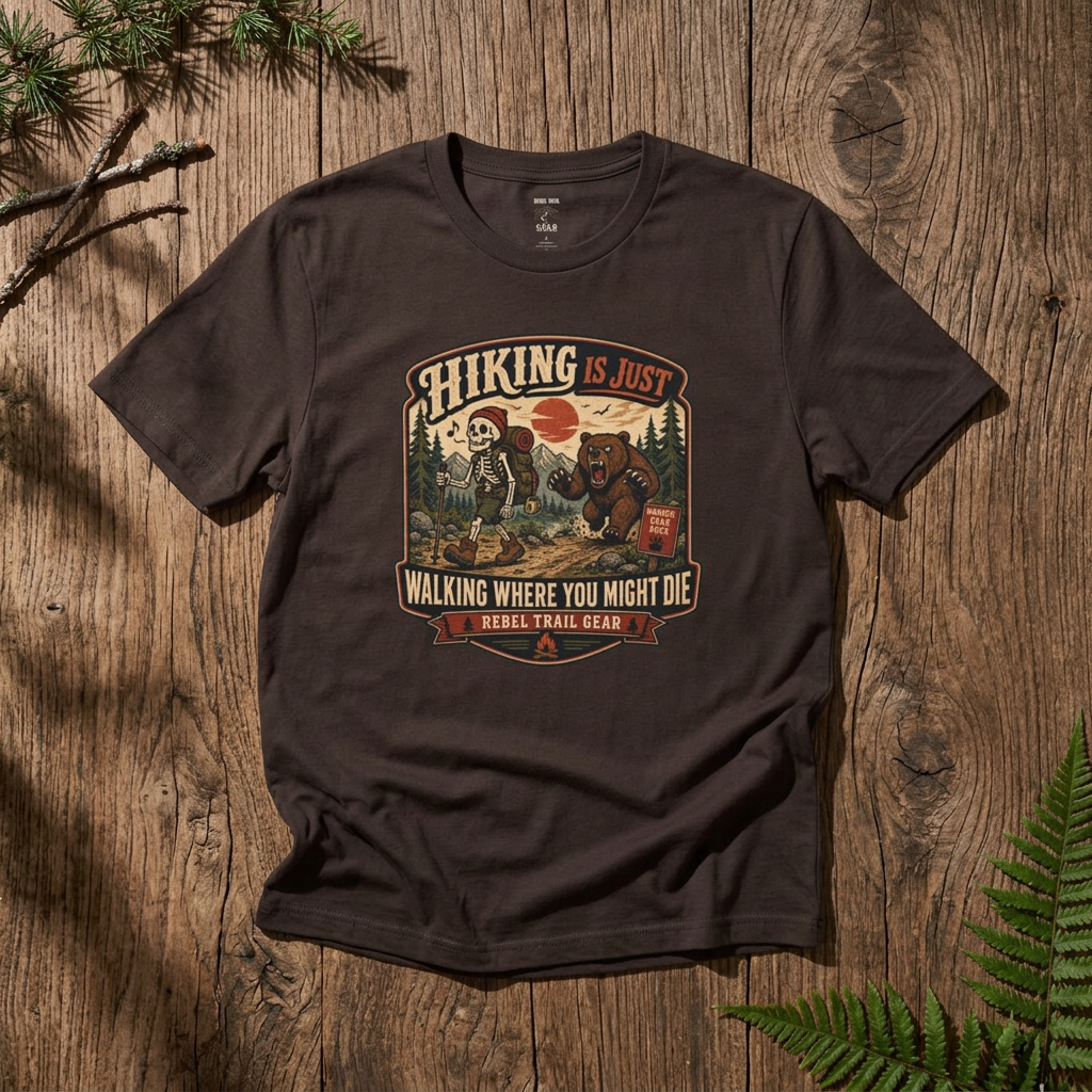 "Hiking Is Just Walking Where You Might Die" - Rebel Trail Gear T-Shirt