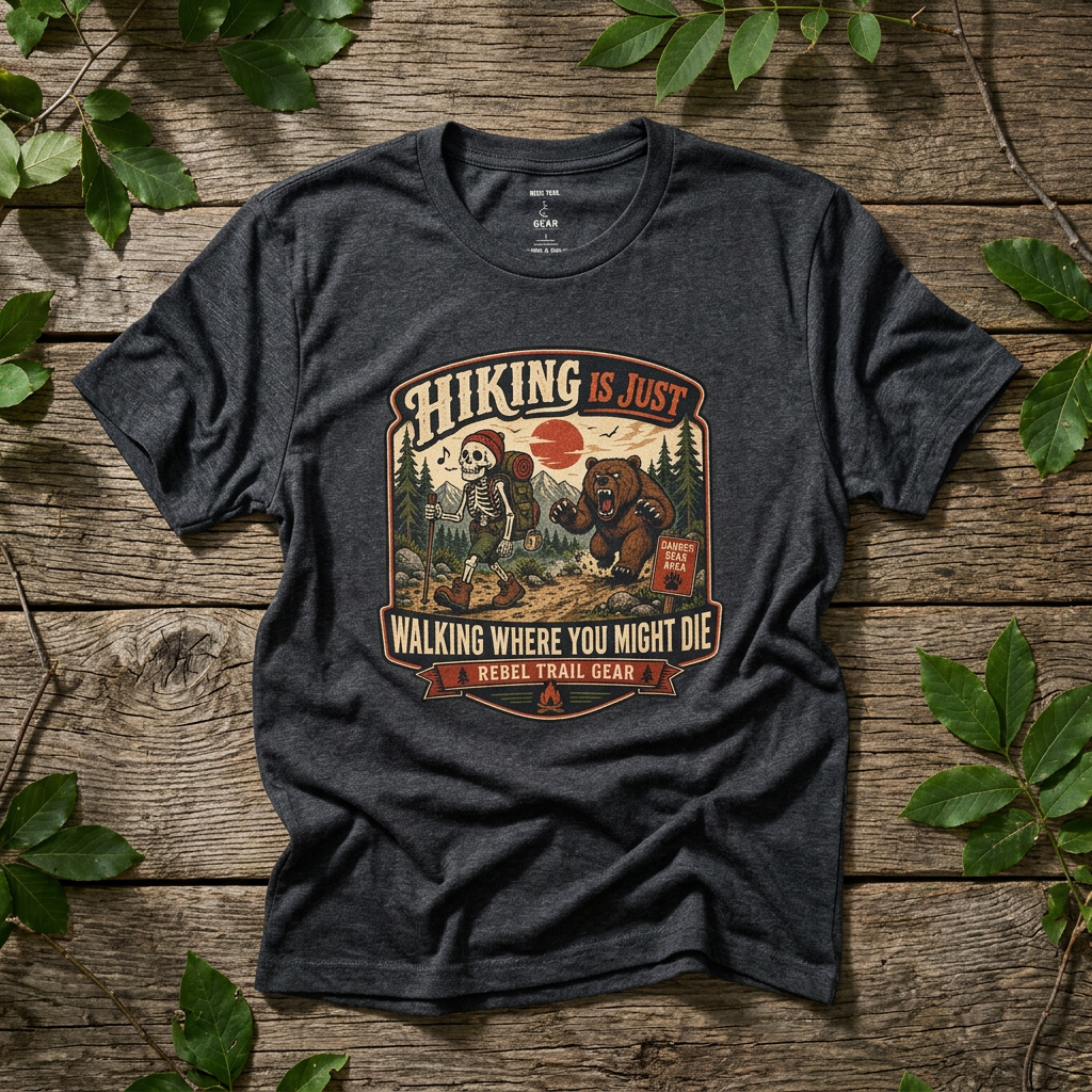 "Hiking Is Just Walking Where You Might Die" - Rebel Trail Gear T-Shirt