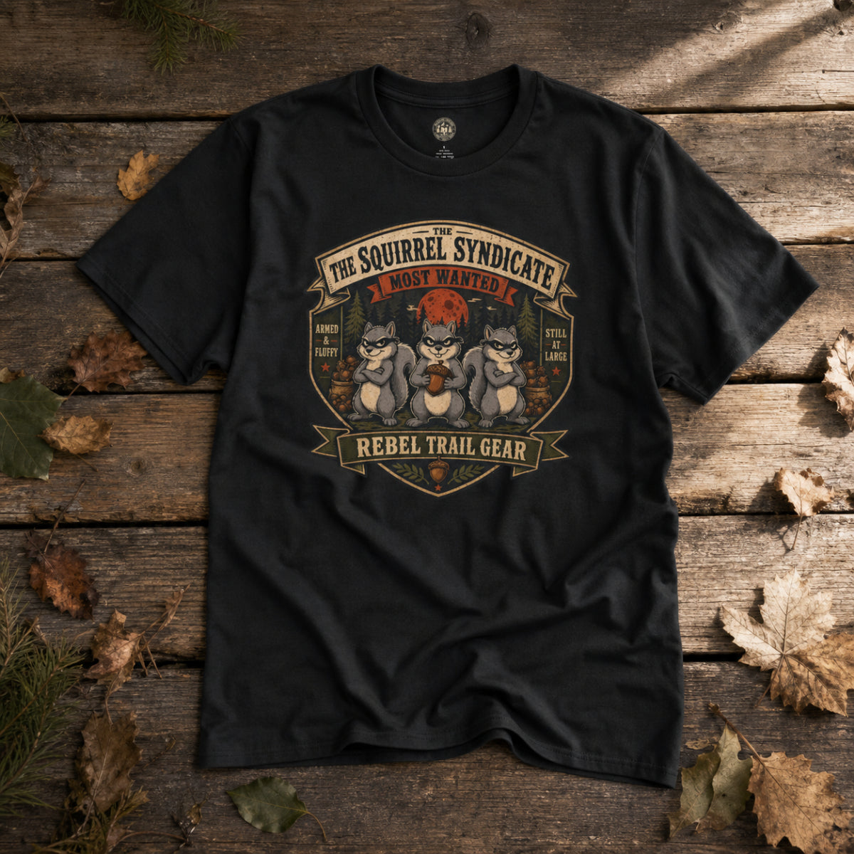Squirrel Patrol — The Squirrel Syndicate (Funny Squirrel Villain T-Shirt)