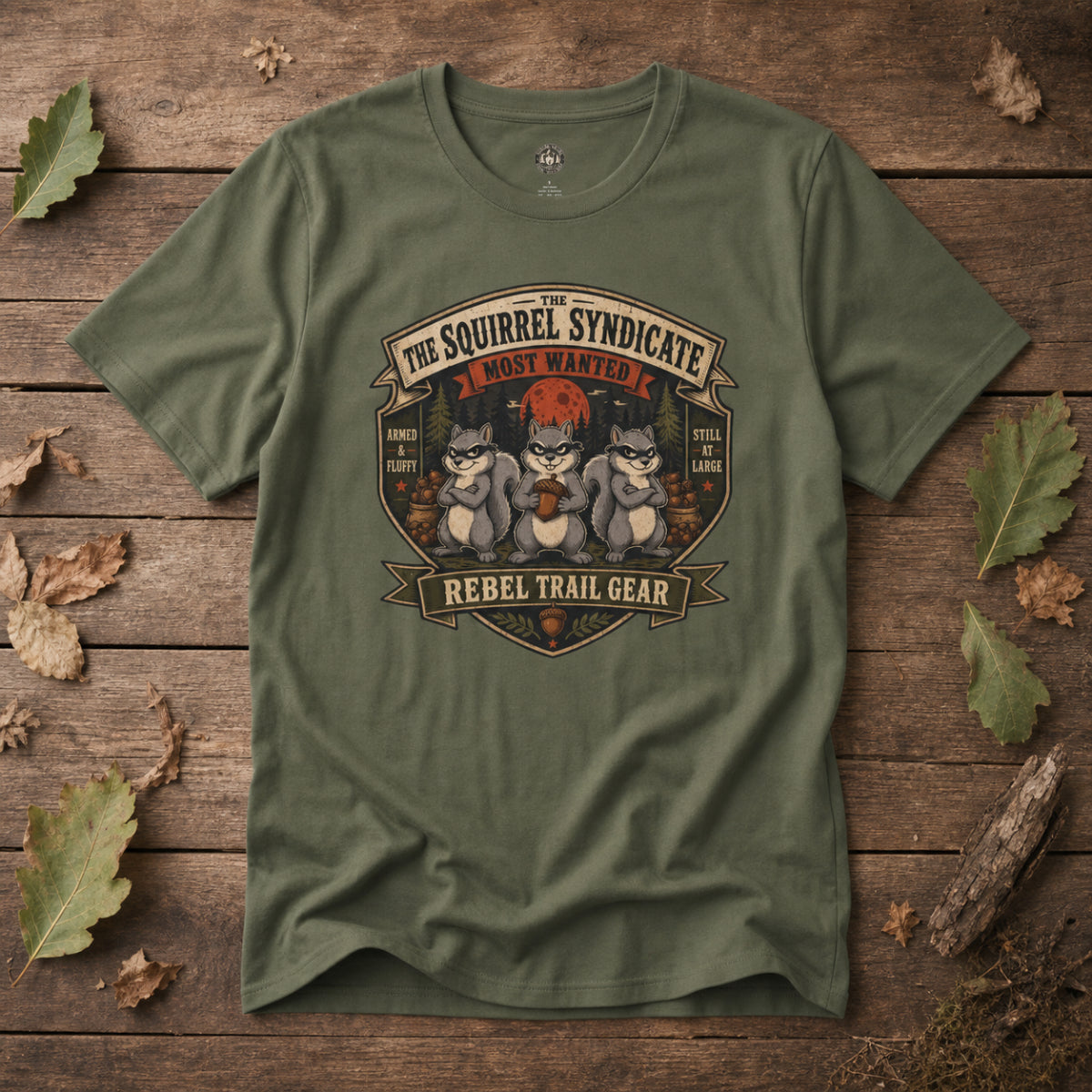 Squirrel Patrol — The Squirrel Syndicate (Funny Squirrel Villain T-Shirt)