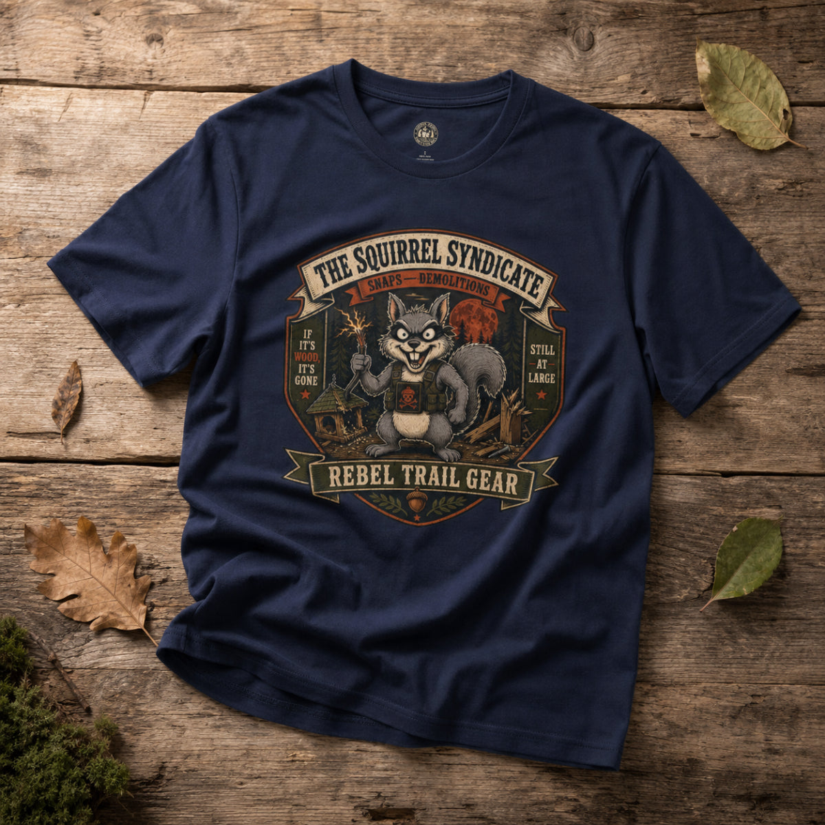 Squirrel Patrol — Snaps, Demolitions (Funny Squirrel Villain T-Shirt)