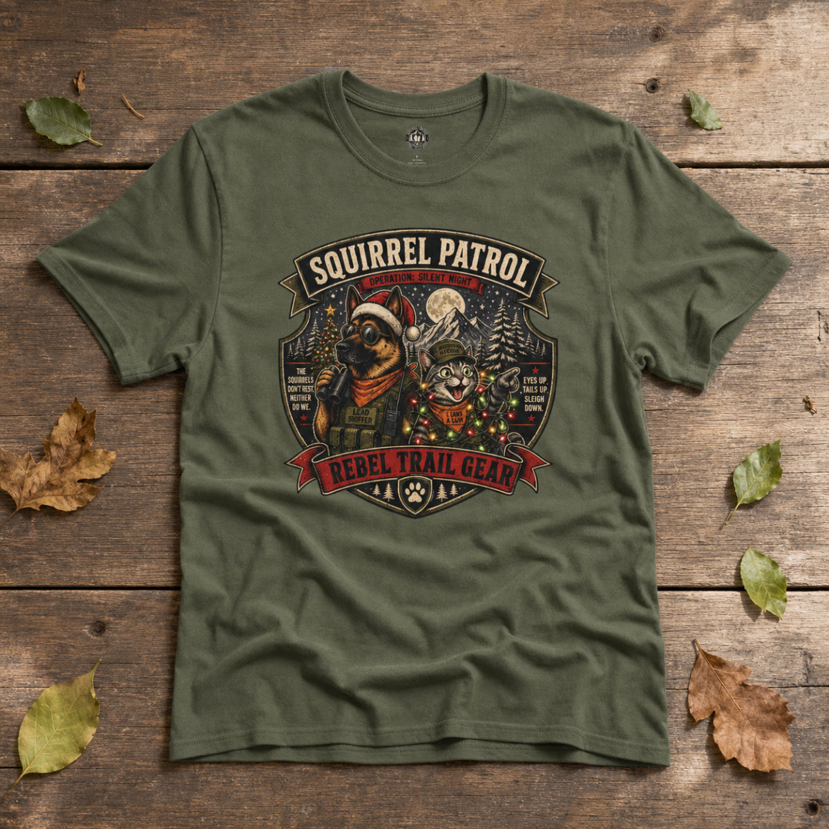 Squirrel Patrol — Operation: Silent Night - Rebel Trail Gear T-Shirt