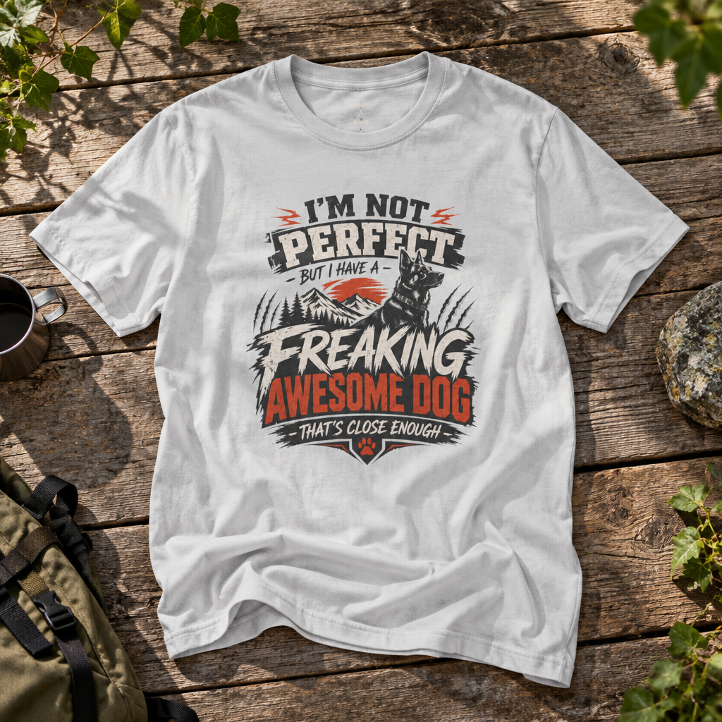"I’m Not Perfect But I Have A Freaking Awesome Dog" - Rebel Trail Gear T-Shirt