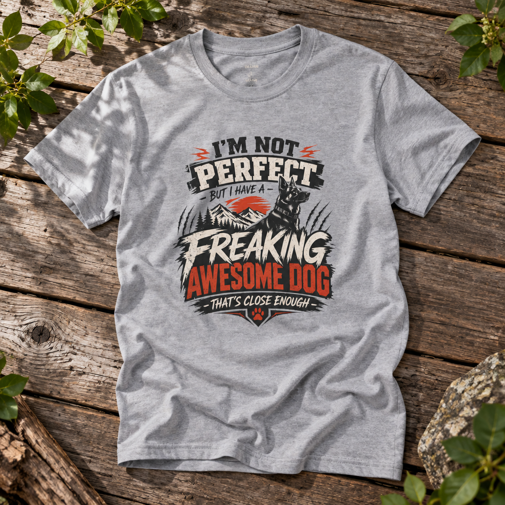 "I’m Not Perfect But I Have A Freaking Awesome Dog" - Rebel Trail Gear T-Shirt