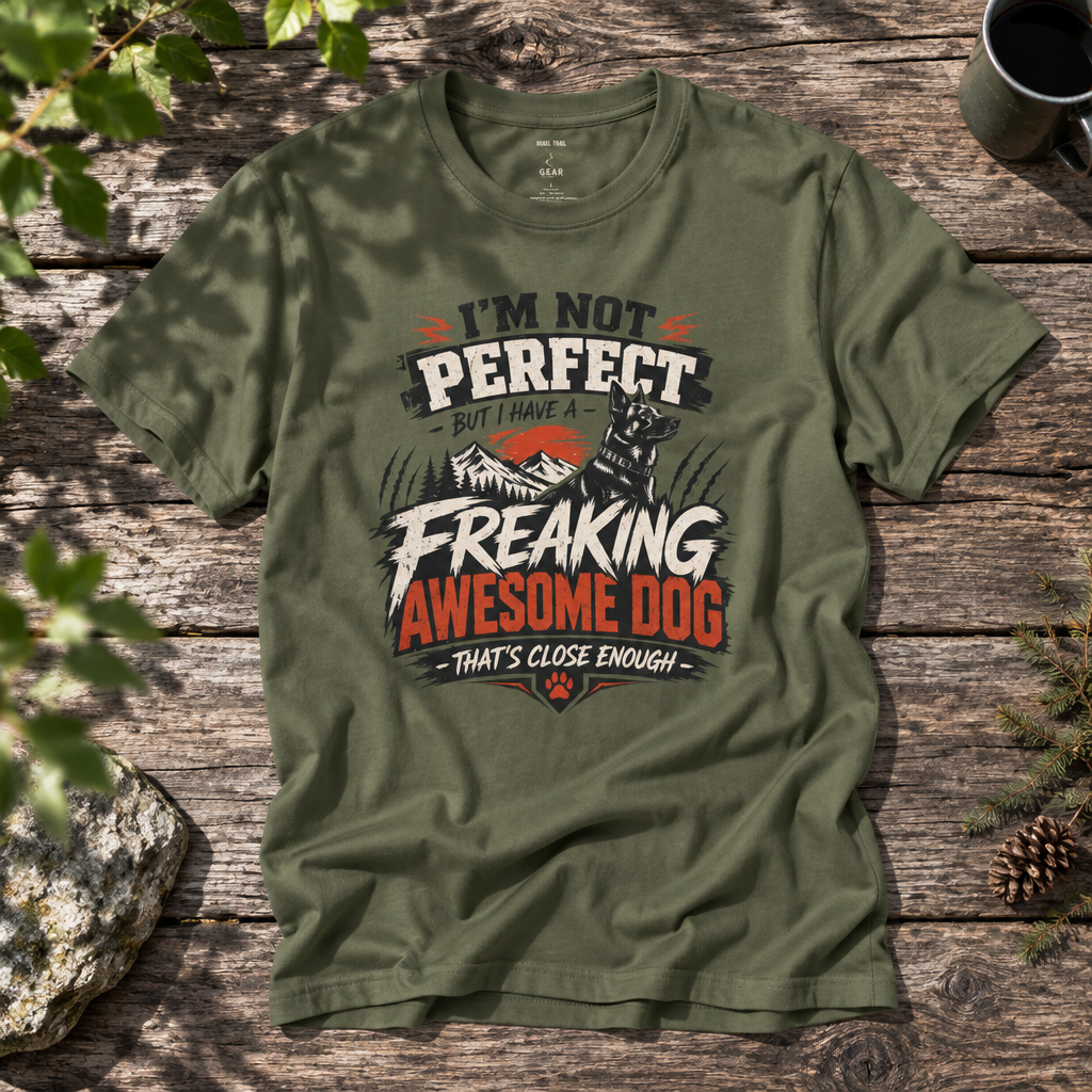 "I’m Not Perfect But I Have A Freaking Awesome Dog" - Rebel Trail Gear T-Shirt