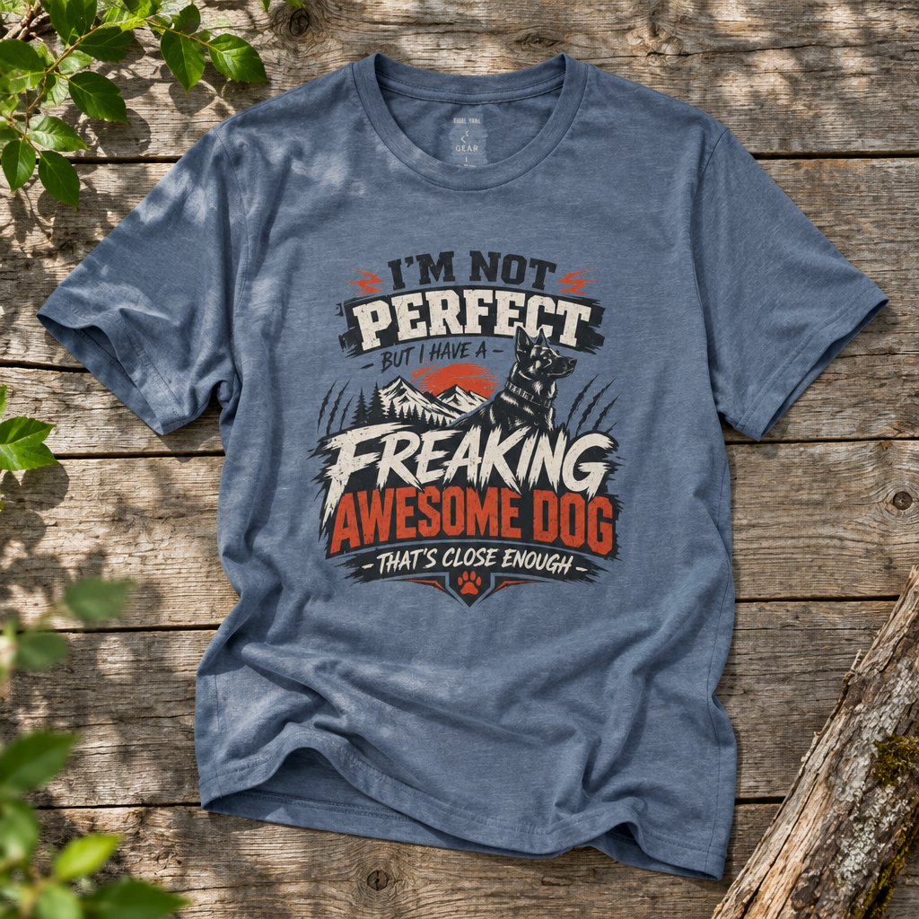 "I’m Not Perfect But I Have A Freaking Awesome Dog" - Rebel Trail Gear T-Shirt