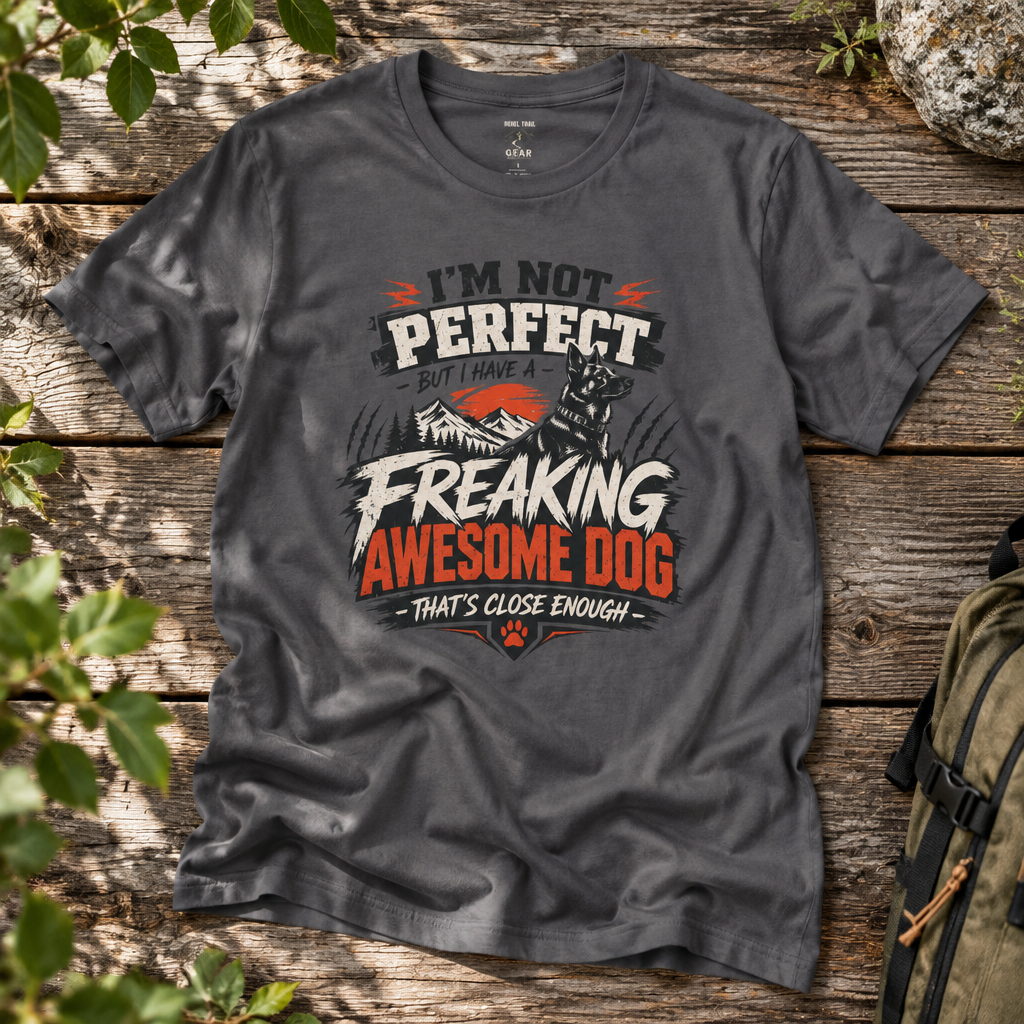 "I’m Not Perfect But I Have A Freaking Awesome Dog" - Rebel Trail Gear T-Shirt