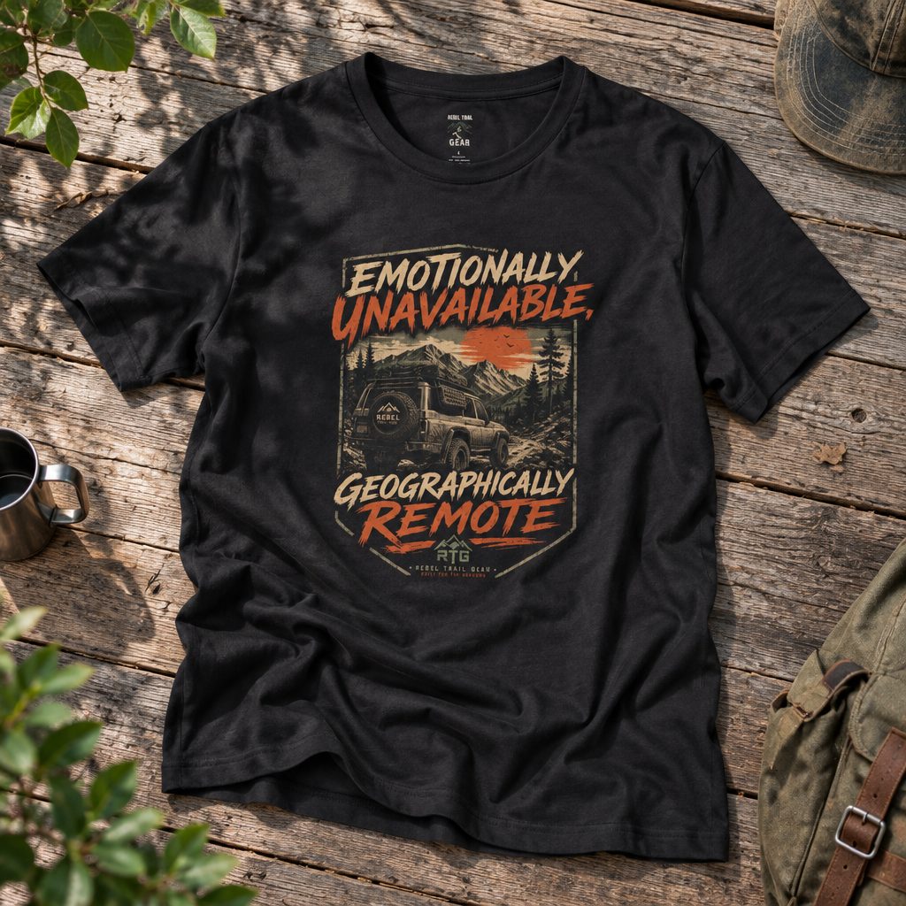 Emotionally Unavailable Geographically Remote - Rebel Trail Gear T-Shirt