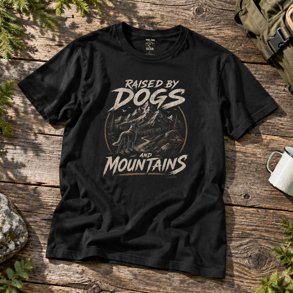 Raised by Dogs and Mountains - Rebel Trail Gear T-Shirt