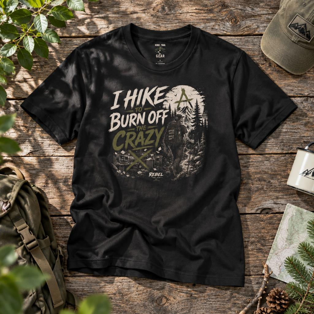 I Hike Burn Off the Crazy - Rebel Trail Gear T-Shirt