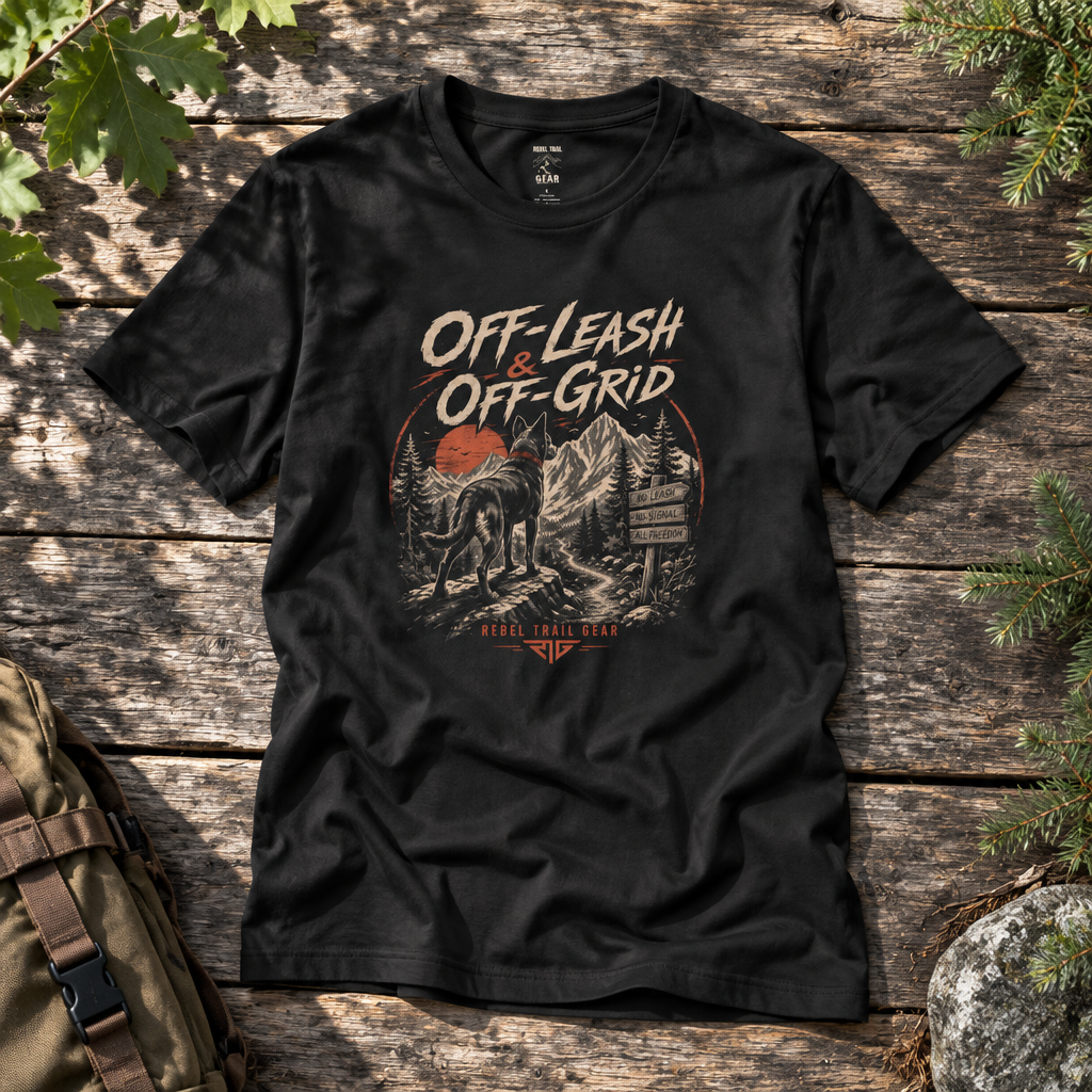 Off-Leash Off-Grid - Rebel Trail Gear T-Shirt