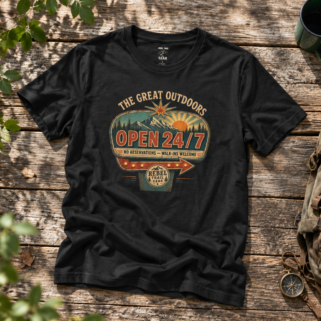 The Great Outdoors Open 24/7 - Rebel Trail Gear T-Shirt