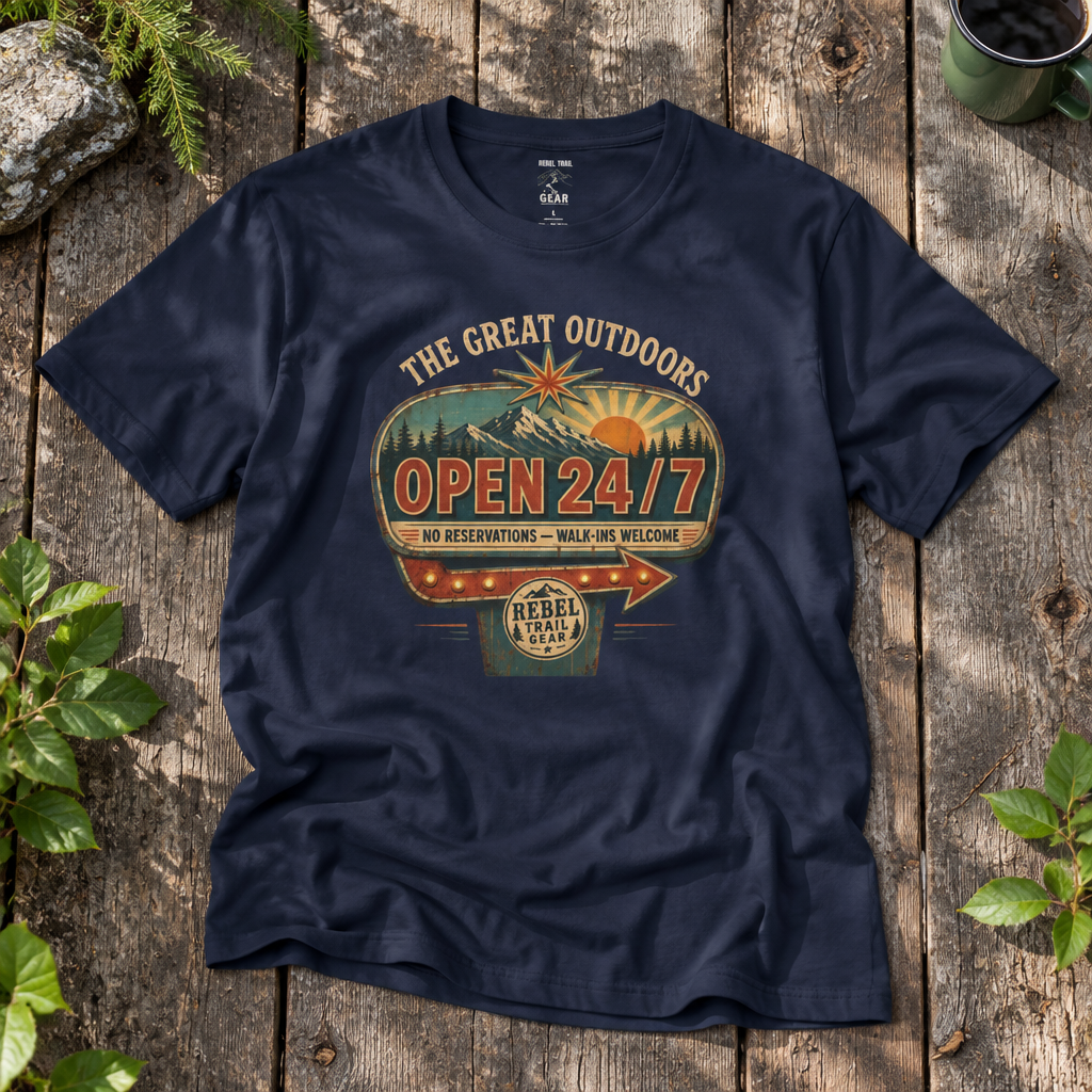The Great Outdoors Open 24/7 - Rebel Trail Gear T-Shirt