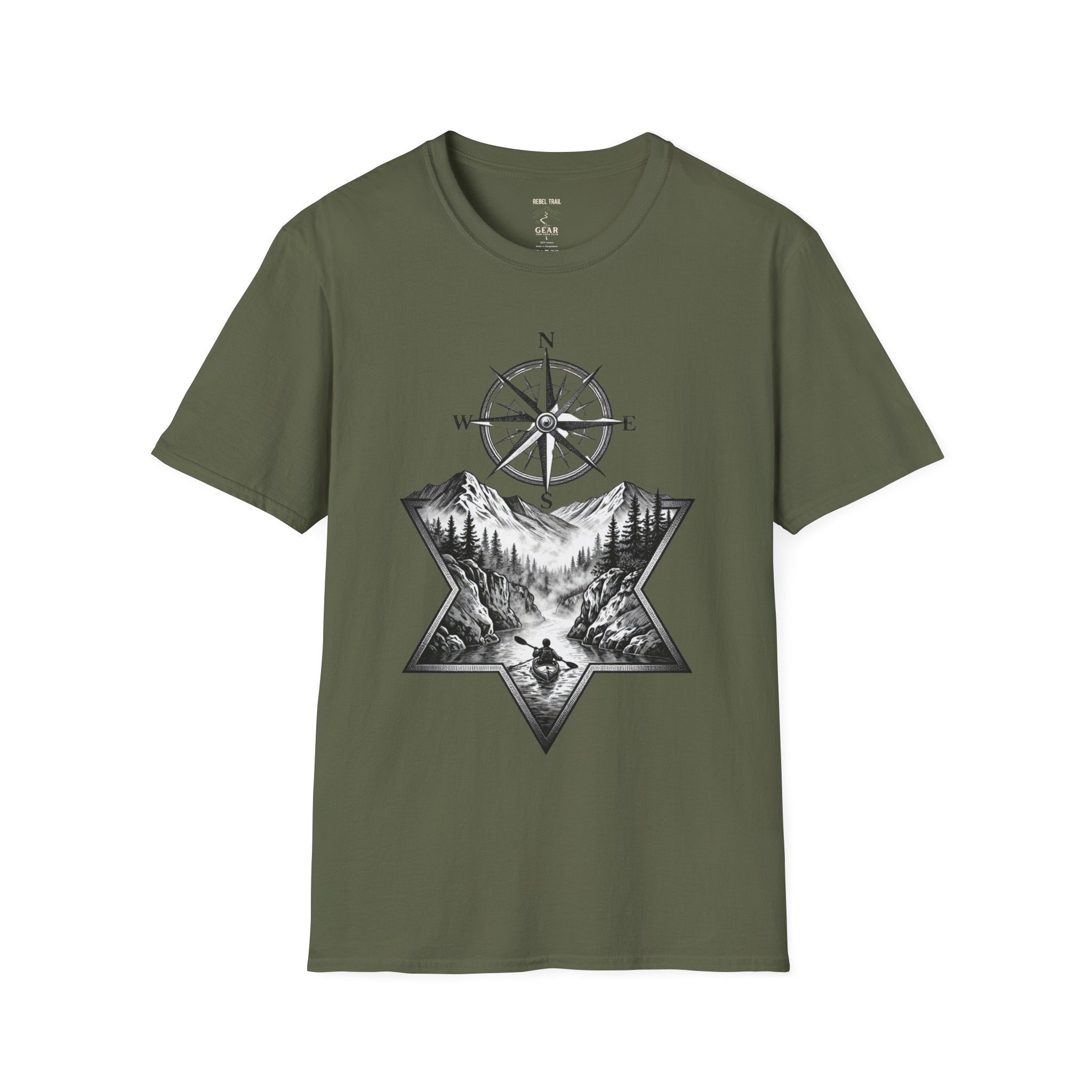 Compass & Mountain T-Shirt — Adventure Travel Graphic Tee
